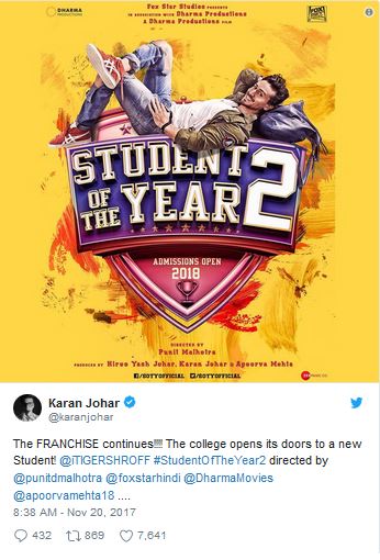 Karan Johar Film Student Of The Year 2 Poster Released