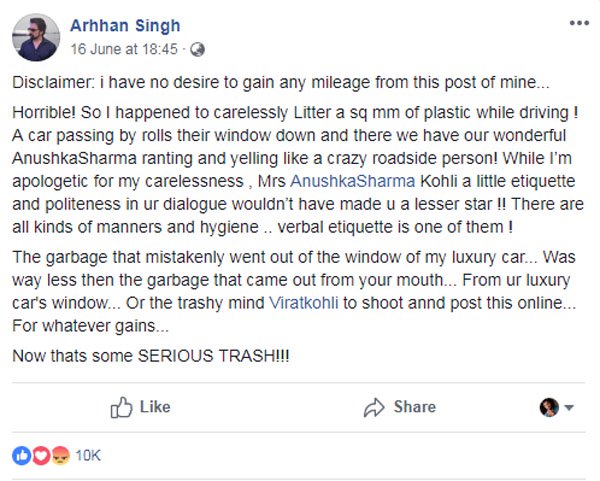 Anushka Sharma Yells on Garbage Throwing Person